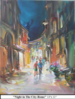 Night in The City-Rome, Oil on Canvas